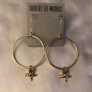 Robert Lee Morris Polished Gold Tone Front Facing Hoop Earrings + Starfish NWT